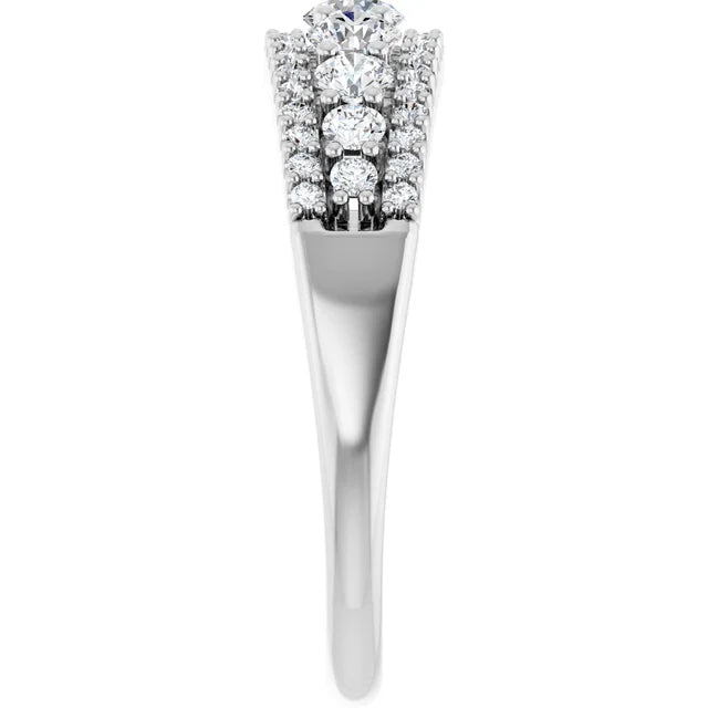0.90ct Three Row Graduated Round Lab Grown Diamond Half Eternity Ring