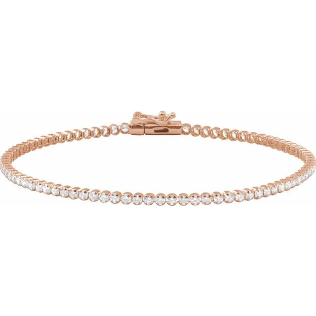 1.75ct Lab Grown Diamond Bezel Claw Tennis Bracelet in 14k Gold