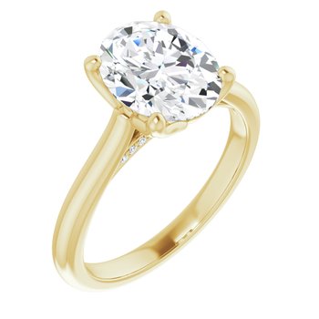 The Lily 2.10ctw Oval cut Lab Grown Diamond Solitaire Accented Engagement Ring
