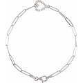 0.18ct Natural Mined Diamond Heart Symbol Paperclip Bracelet in 14k Gold
