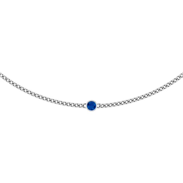 4mm Round cut Lab Grown Gemstone Curb Necklace in 14k Gold