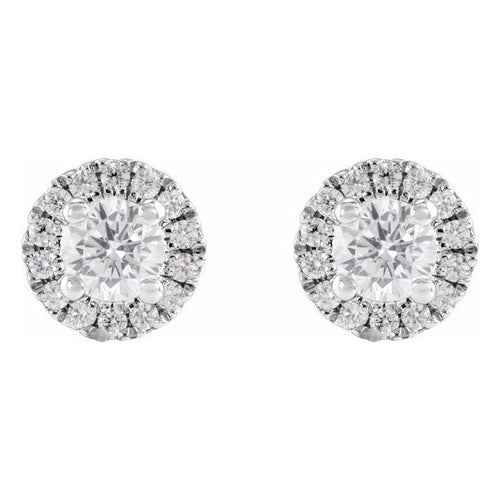 0.50ct Lab Grown Diamond Round Halo Earrings in 14k Gold
