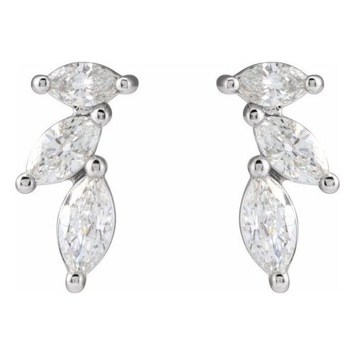 0.40ct Lab Grown Diamond Floral Marquise Earrings in 14k Gold