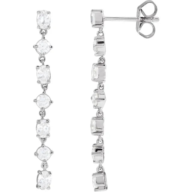 1.25ct Lab Grown Diamond Round and Oval Drop Earrings in 14k Gold