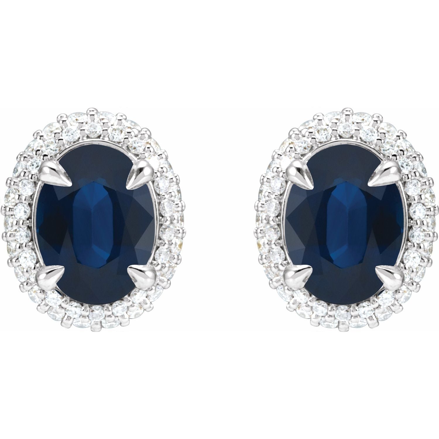 2.50ct Oval Lab Grown Sapphire & 0.50ct Lab Grown Diamond Halo Earrings