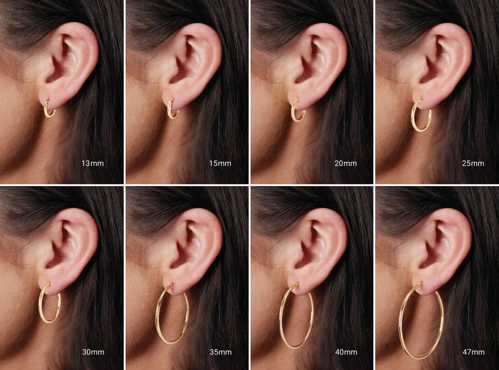 20mm Plain Elongated Oval Hoop Earrings in 14k Solid Gold