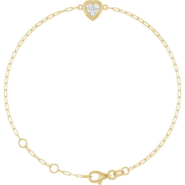 0.50ct Heart Lab Grown Diamond Bezel Set Paperclip Bracelet in 14k Gold
