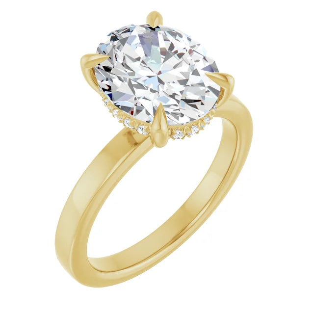 The Clara 2.50ct Oval cut Lab Grown Diamond Hidden Halo Solitaire Engagement Ring