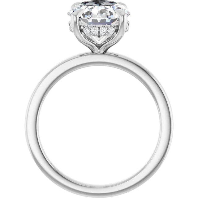 The Clara 2.50ct Oval cut Lab Grown Diamond Hidden Halo Solitaire Engagement Ring