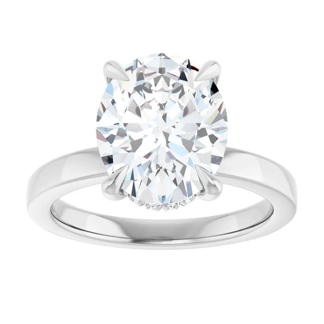 The Clara 2.50ct Oval cut Lab Grown Diamond Hidden Halo Solitaire Engagement Ring