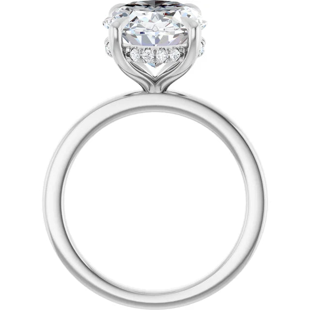 The Clara 4.00ct Oval cut Lab Grown Diamond Hidden Halo Solitaire Engagement Ring