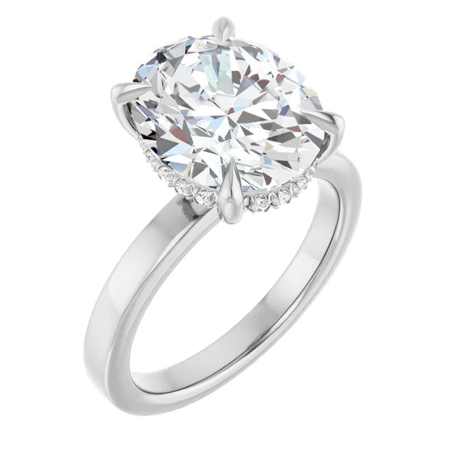 The Clara 3.00ct Oval cut Lab Grown Diamond Hidden Halo Solitaire Engagement Ring