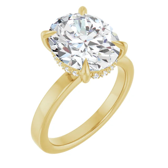 The Clara 3.00ct Oval cut Lab Grown Diamond Hidden Halo Solitaire Engagement Ring