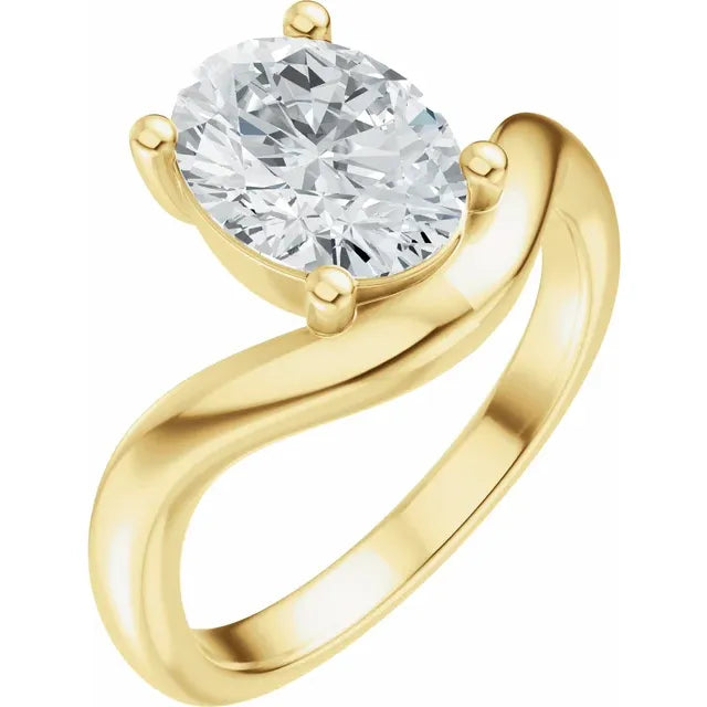 The Laura 2.00ct Oval cut Lab Grown Diamond Solitaire Wave Engagement Ring