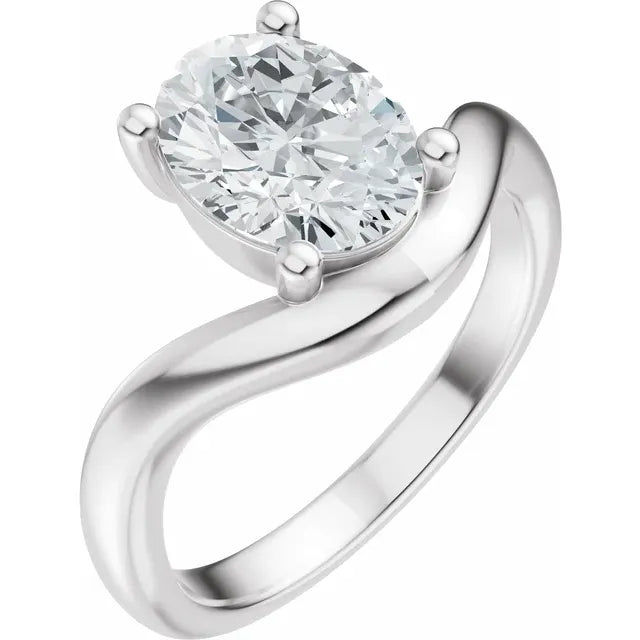 The Laura 2.00ct Oval cut Lab Grown Diamond Solitaire Wave Engagement Ring