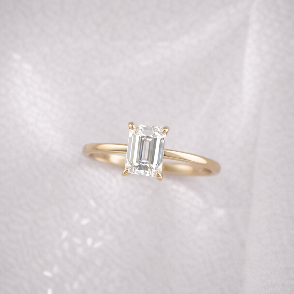 The Emma 1.00ct Emerald cut Lab Grown Diamond Solitaire Engagement Ring