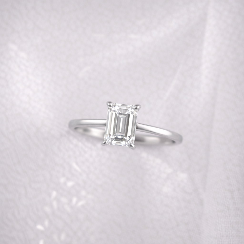The Emma 1.50ct Emerald cut Lab Grown Diamond Solitaire Engagement Ring