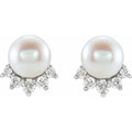 5mm Freshwater Pearl & Diamond Accented Earrings in 14k Gold
