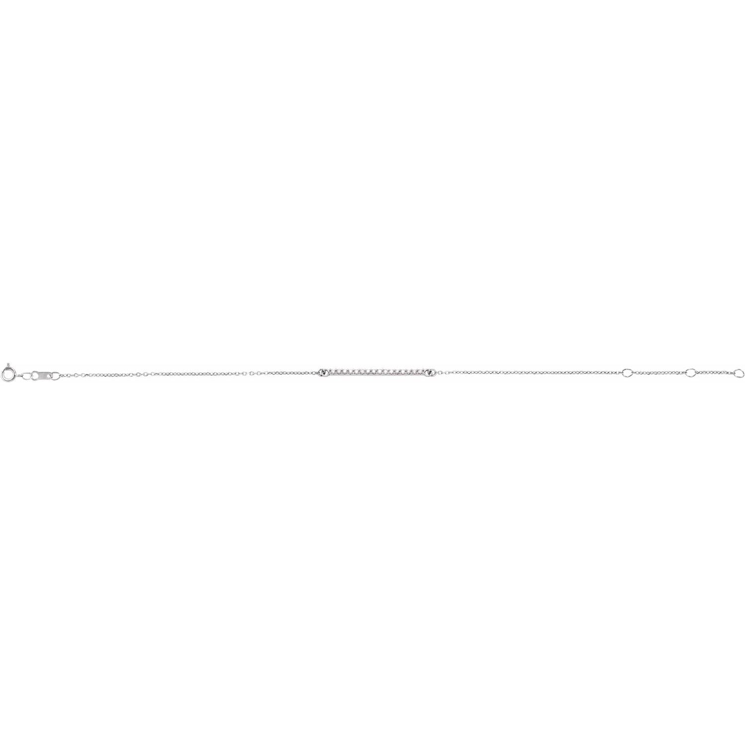 0.18ct Natural Mined Diamond Large Bar Bracelet in 14k Gold