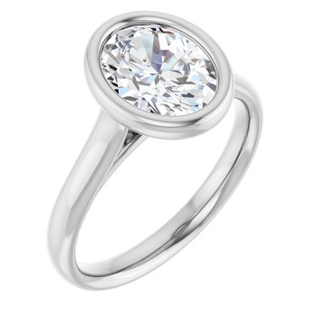 The Thea 2.00ct Oval cut Lab Grown Diamond Solitaire Open Bezel Engagement Ring
