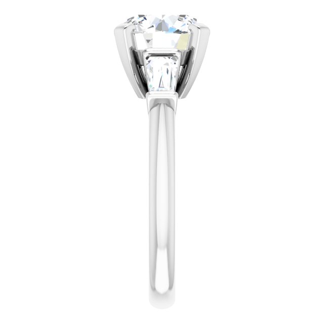 The Cassandra 3.40ctw Round and Baguette cut Lab Grown Diamond Trilogy Engagement Ring