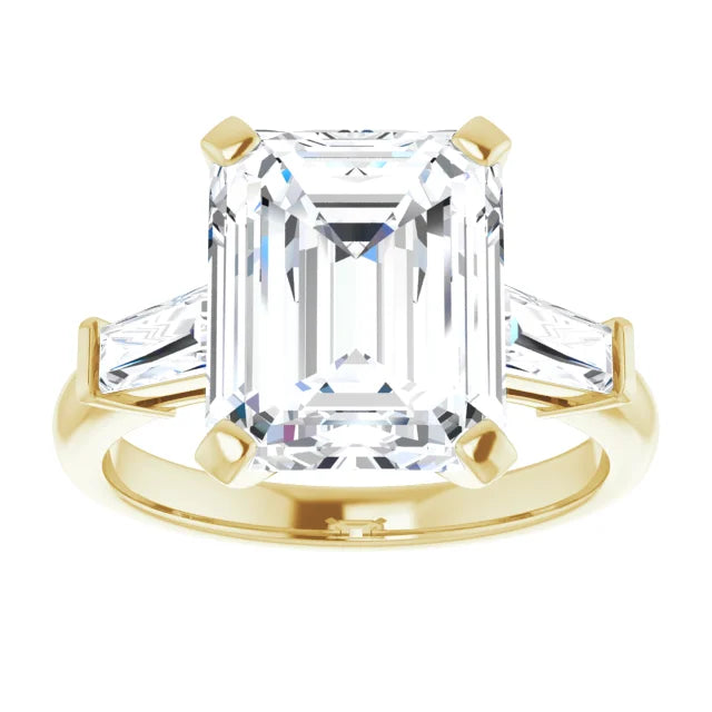 The Cassandra 4.40ctw Emerald and Baguette cut Lab Grown Diamond Trilogy Engagement Ring