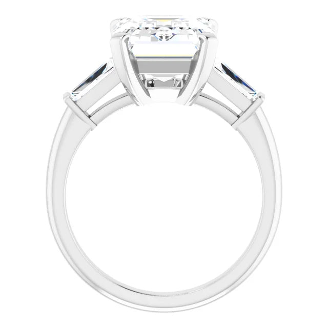 The Cassandra 4.40ctw Emerald and Baguette cut Lab Grown Diamond Trilogy Engagement Ring