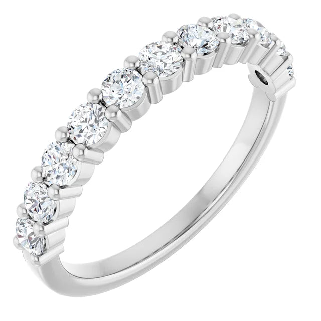 2.5mm 0.75ct Round Lab Grown Diamond Prong Set Half Eternity