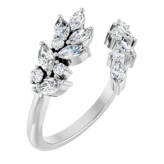 0.90ct Marquise and Round Lab Grown Diamond Open Bypass Ring in 14k Gold
