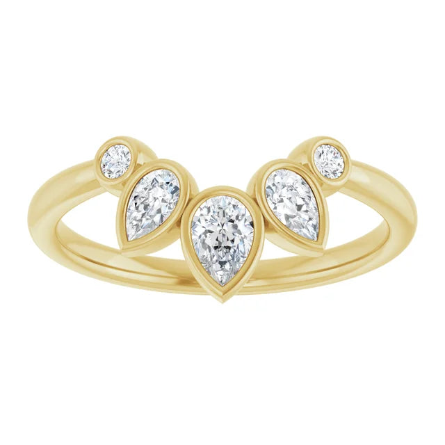 0.45ctw Pear and Round Lab Grown Diamond Bezel set Ring Enhancer Band