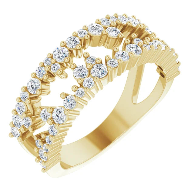0.80ct Round Lab Grown Diamond Full Scattered Open Band Ring