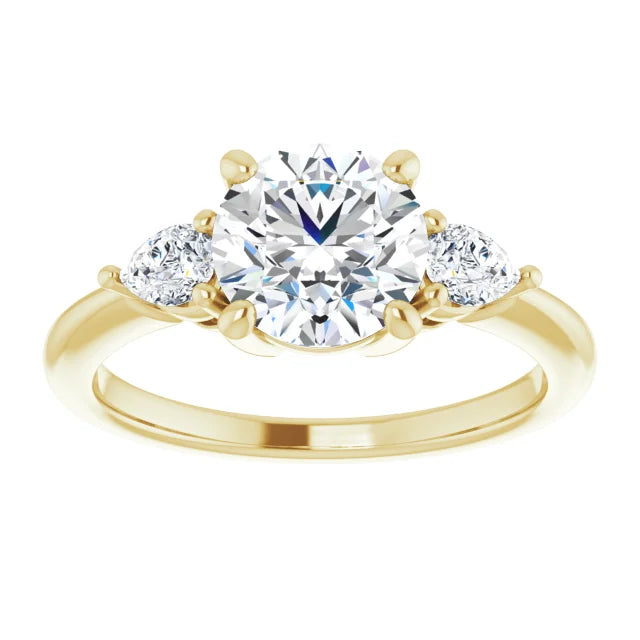 The Isla 2.40ctw Round and Pear cut Lab Grown Diamond Trilogy Engagement Ring
