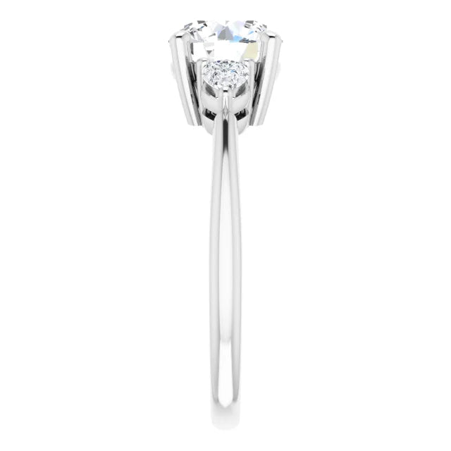 The Isla 1.90ctw Round and Pear cut Lab Grown Diamond Trilogy Engagement Ring