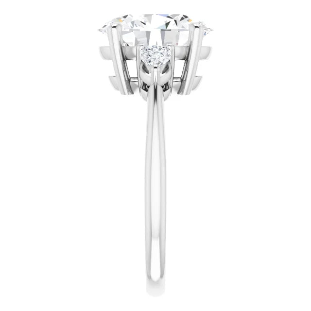 The Isla 3.40ctw Oval and Pear cut Lab Grown Diamond Trilogy Engagement Ring