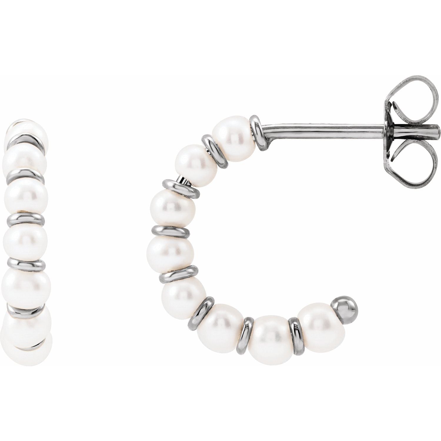 Freshwater Pearl Hoop Earrings in 14k Yellow Gold