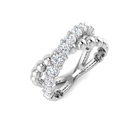0.75ct Round Lab Grown Diamond Bead Crossover Ring