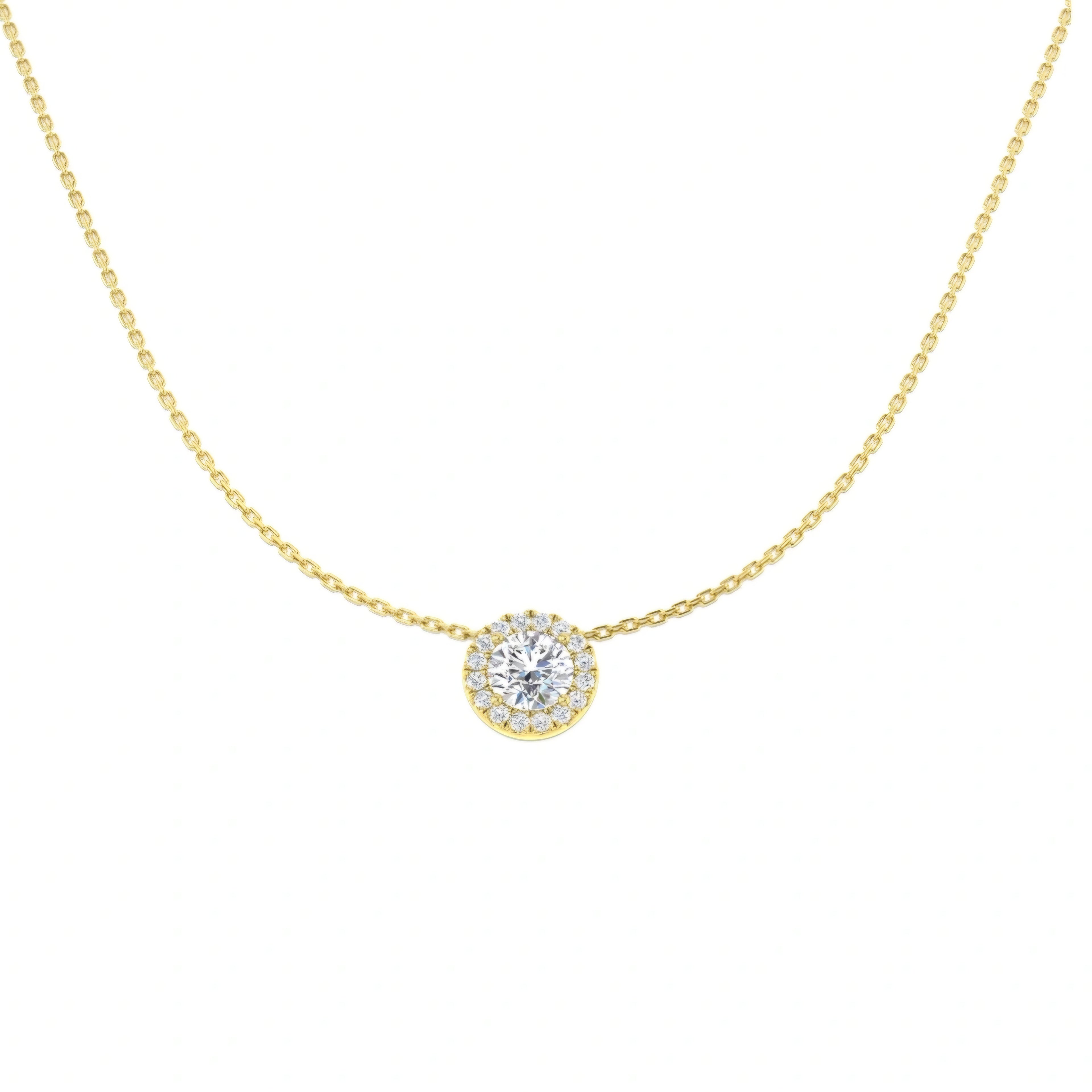 1.30ct Round Halo Lab Grown Diamond Necklace in 9k Gold