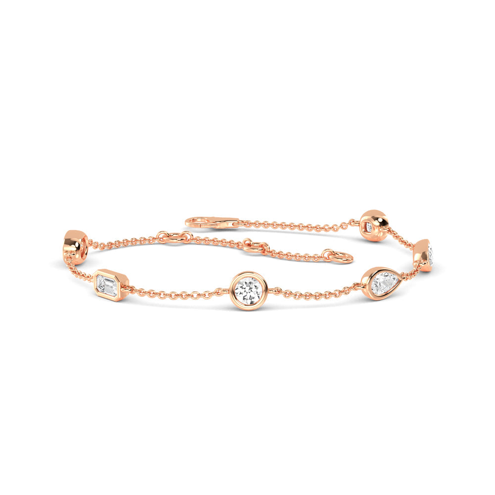 1.00ct Multishape Lab Grown Diamond Bezel Station Bracelet