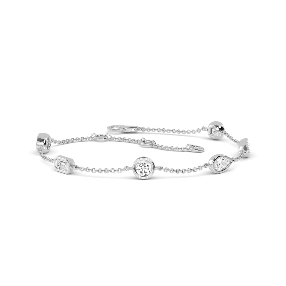 1.00ct Multishape Lab Grown Diamond Bezel Station Bracelet