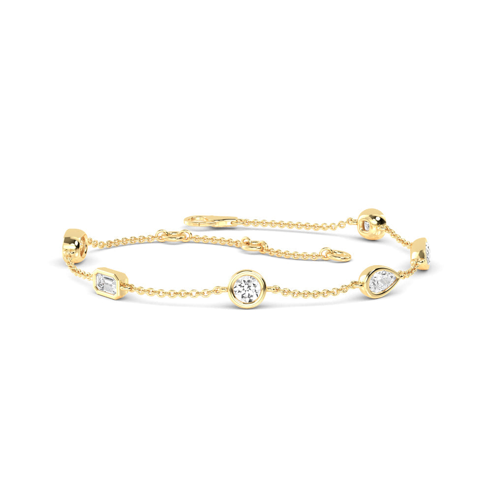 1.00ct Multishape Lab Grown Diamond Bezel Station Bracelet
