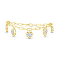 4.58ctw Lab Grown Diamond Multishape Georgian Cut Down Charm Bracelet