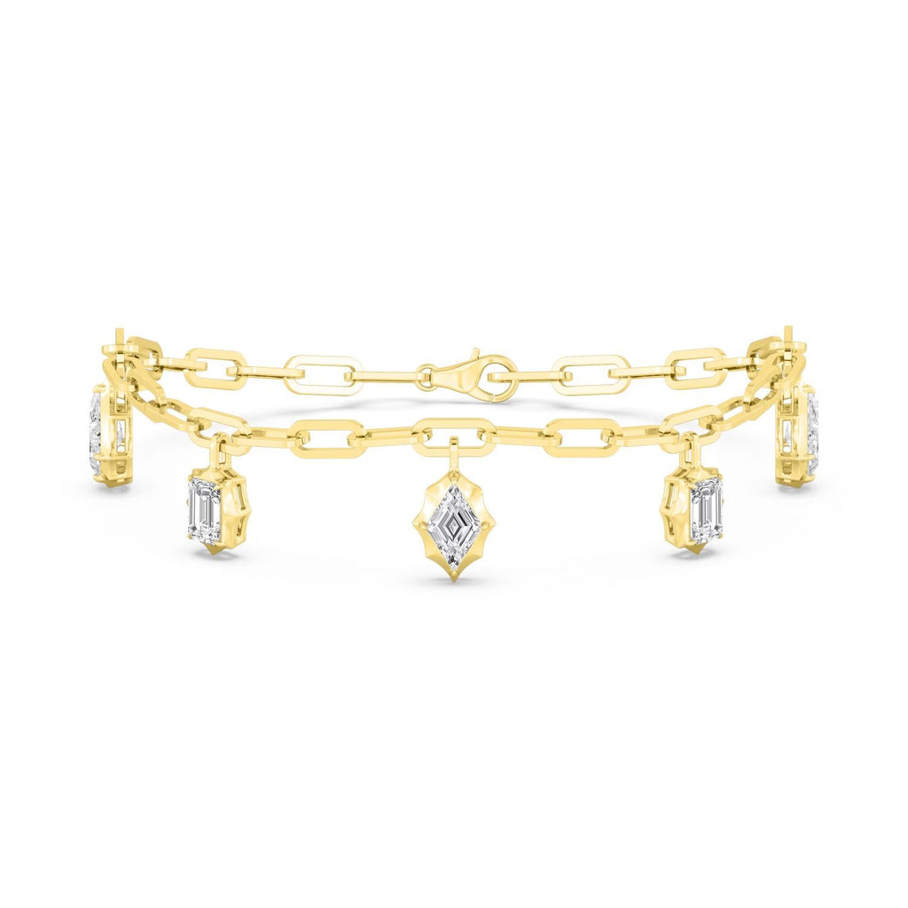 2.36ctw Lab Grown Diamond Multishape Georgian Cut Down Charm Bracelet