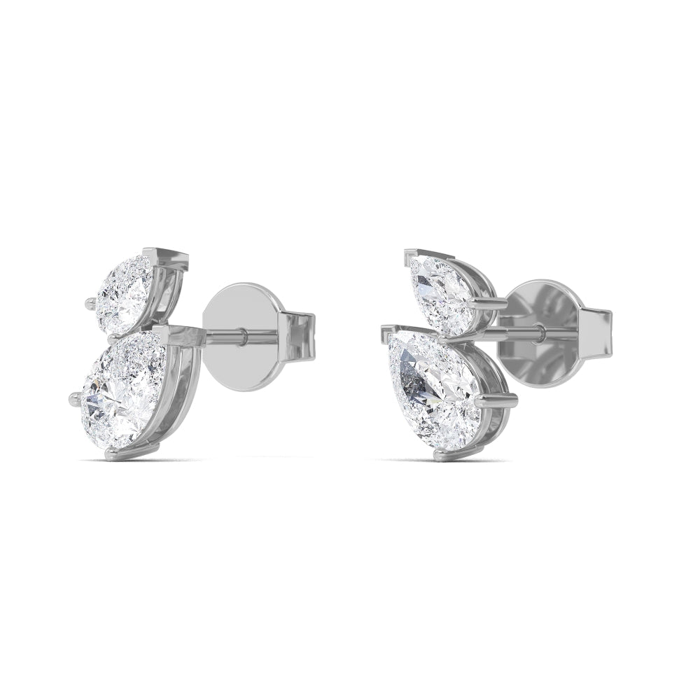 2.00ct Pear Shape Lab Grown Diamond Toi et Moi Earrings
