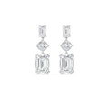 15.00ct Emerald and Cushion cut Lab Grown Diamond Exceptional Trilogy Earrings