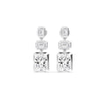 11.00ct Emerald and Cushion cut Lab Grown Diamond Exceptional Trilogy Earrings