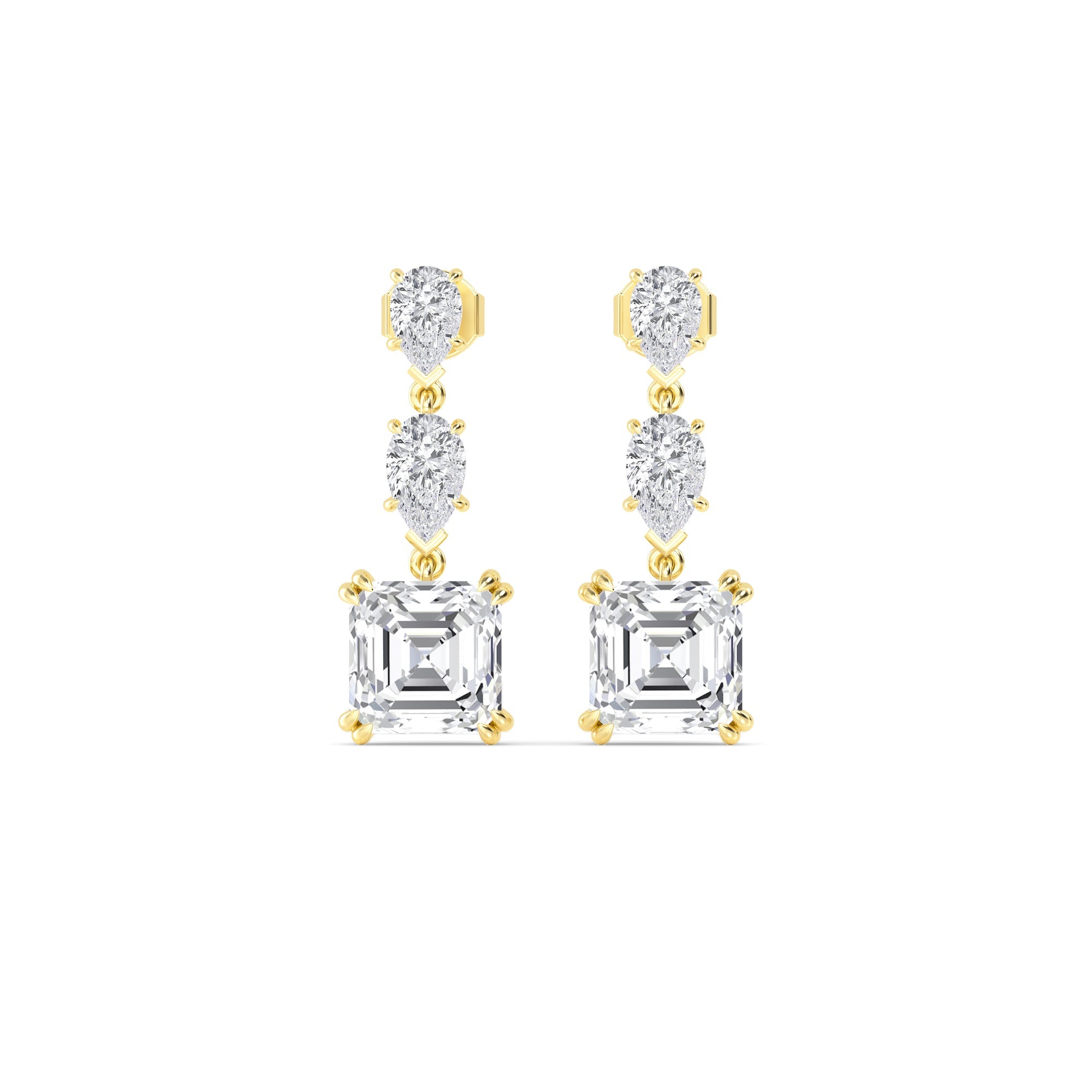 12.75ct Asscher and Pear cut Lab Grown Diamond Exceptional Drop Earrings
