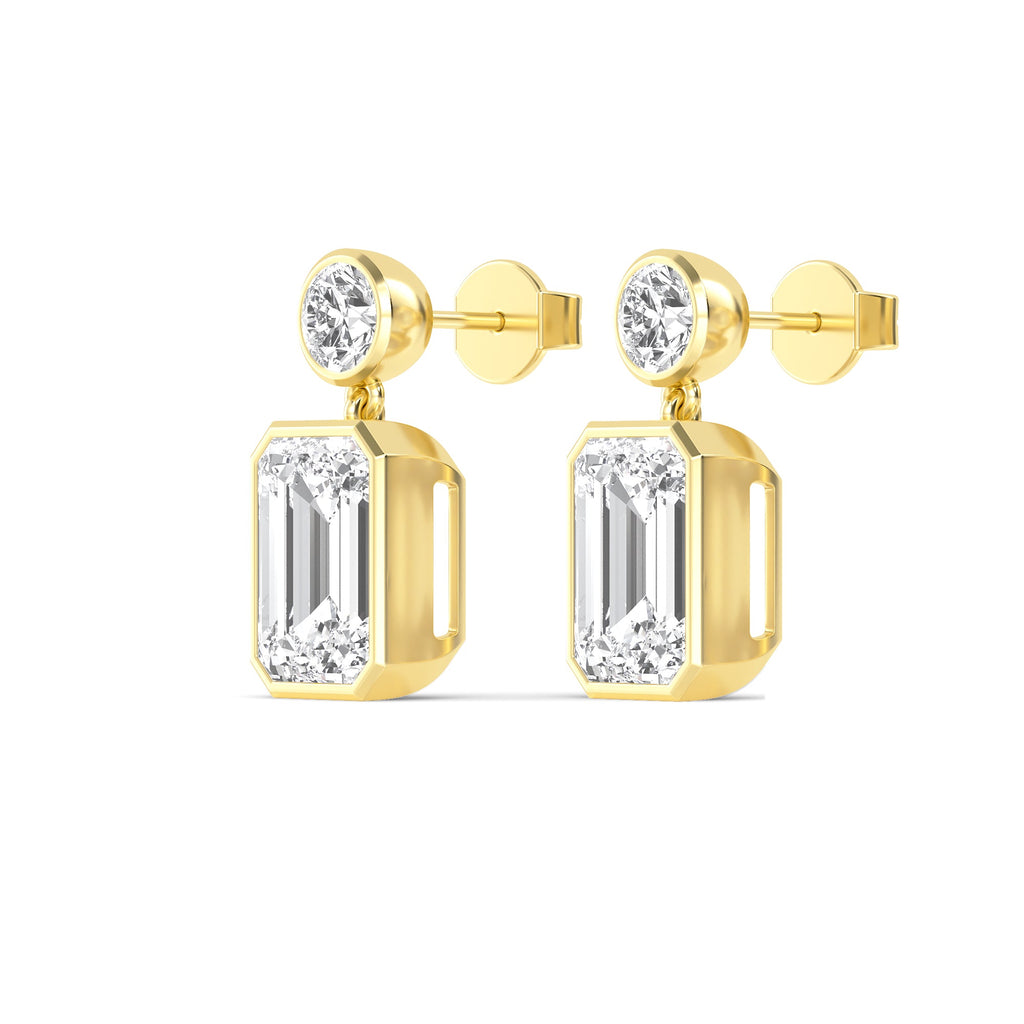 13.00ct Emerald and Round cut Lab Grown Diamond Exceptional Earrings