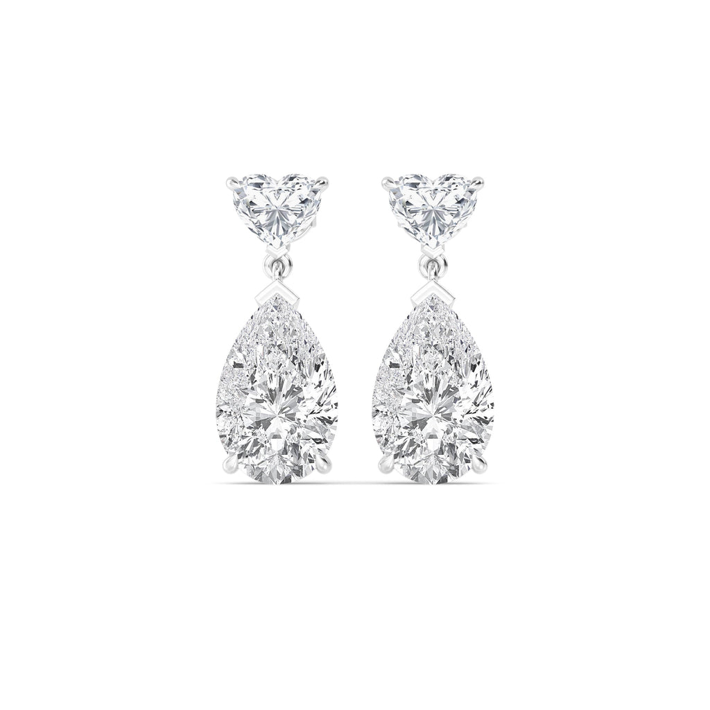 12.00ct Heart and Pear cut Lab Grown Diamond Exceptional Drop Earrings