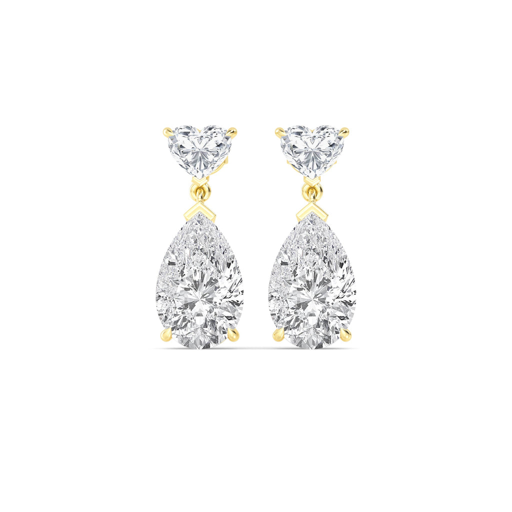 12.00ct Heart and Pear cut Lab Grown Diamond Exceptional Drop Earrings