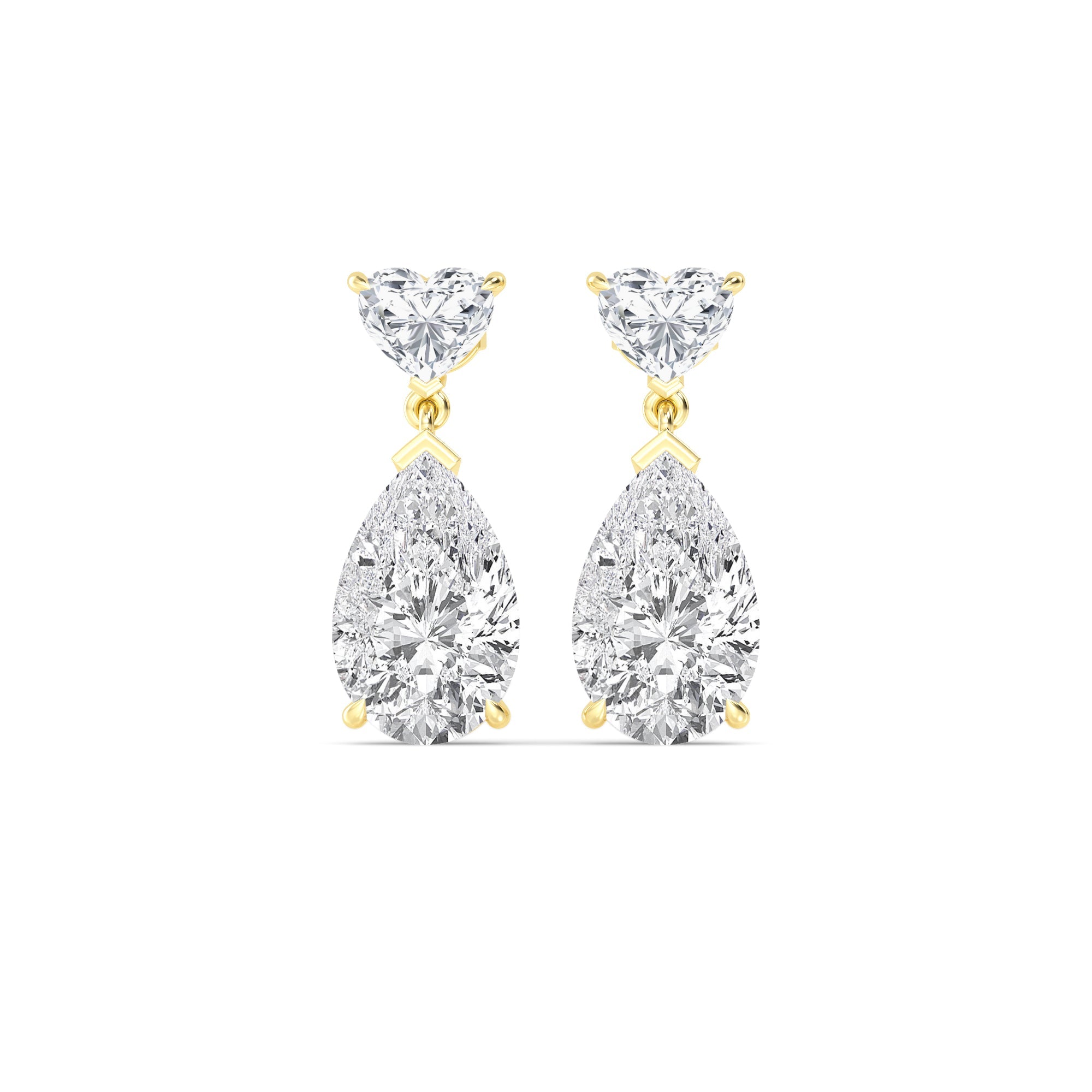 12.00ct Heart and Pear cut Lab Grown Diamond Exceptional Drop Earrings
